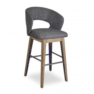 Custom Commercial Chain Franchise Food Service Hospitality Wood Upholstered Bar Stool